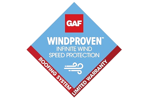 GAF windproof logo representing durable modified roofing services in New Jersey for residential and commercial properties.